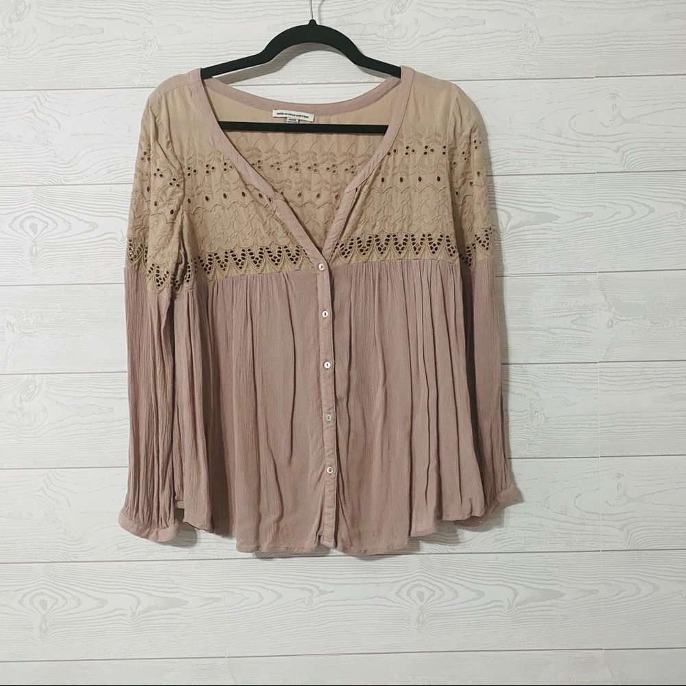 AMERICAN EAGLE Rose Boho Top